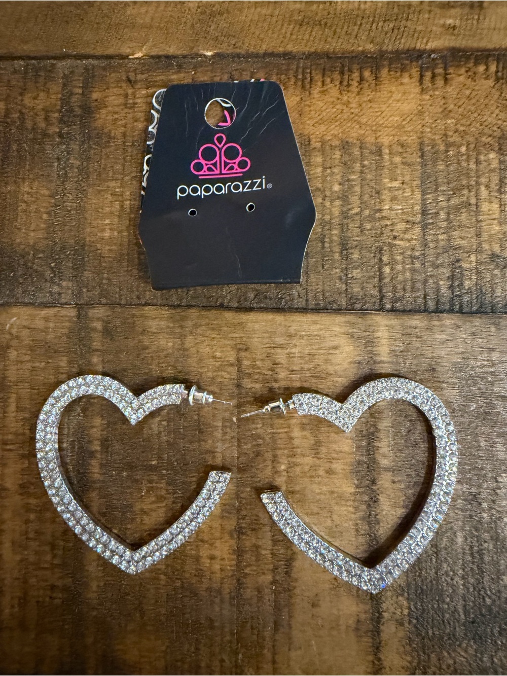 Paparazzi Silver Crystal Heart Hoop Earrings - Sparkling Open Heart Hoops